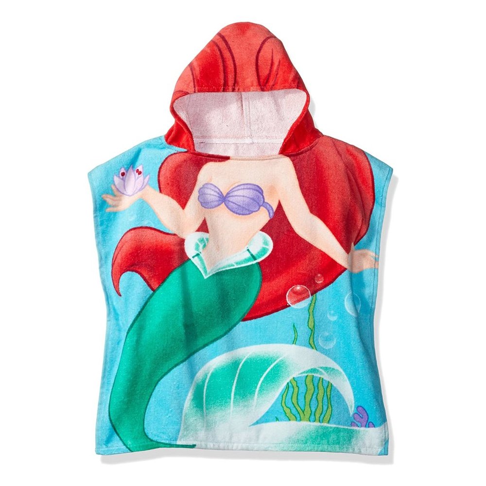 Disney The Little Mermaid Hooded Towel Kids Girls Ariel Poncho Beach Towel